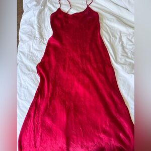 August Silk red Nightgown  100% Silk Full Length